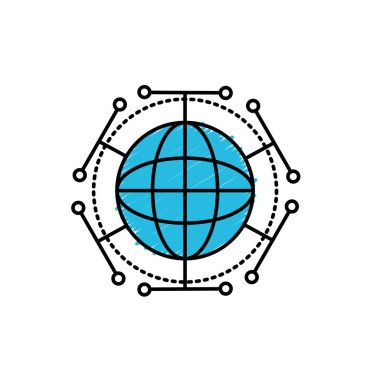 Küresel dijital teknoloji veri bağlantısı vektör çizim
