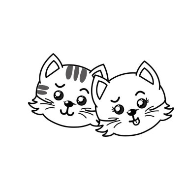 satır şirin çift vahşi hayvan güzel ifade vektör çizim ile