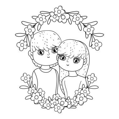 Genç çift veya arkadaş. Vektör çizim 