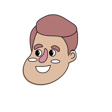 Avatar mutlu adam yüz saç modeli tasarım vektör çizim ile