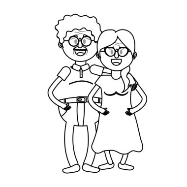 saç modeli ve gözlük ile eski çift hat illüstrasyon vektör