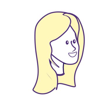 mutlu sevimli kadın yüz saç modeli, vektör çizim ile