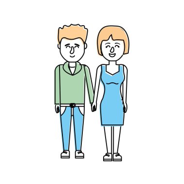 güzel bir saç modeli tasarımı ile çift illüstrasyon vektör