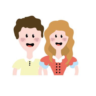 tipik giyim ve saç modeli ile güzel Brezilyalı çift illüstrasyon vektör