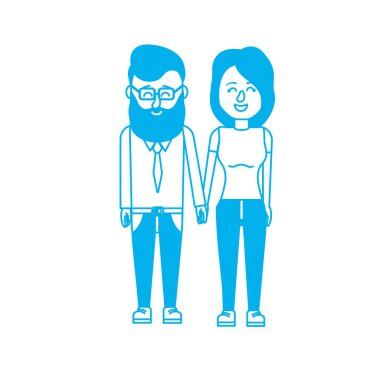 siluet saç modeli tasarımı ile güzel bir çift illüstrasyon vektör