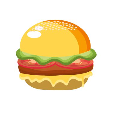 lezzetli hamburger fast food yemek, vektör çizim
