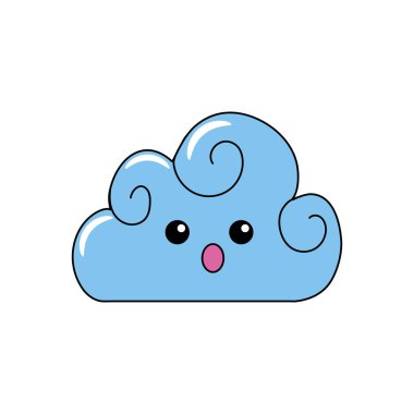 Kawaii sevimli sürpriz bulut hava vektör çizim