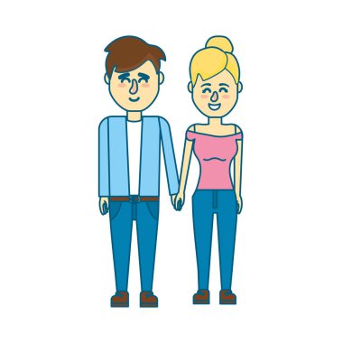 güzel bir saç modeli tasarımı ile çift illüstrasyon vektör