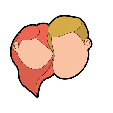 avatar couple face with hairstyle design vector illustration