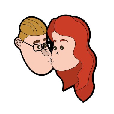 avatar çift yüz saç modeli tasarım vektör çizim ile öpüşme