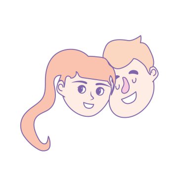 mutlu çift yüz saç modeli tasarım vektör çizim ile