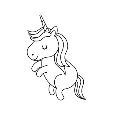 satır güzellik tek boynuzlu at saç modeli tasarım vektör çizim ile dans