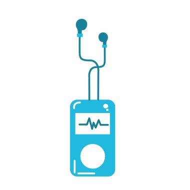 kalp ritmi ve kulaklık vektör çizim ile MP3 çalar