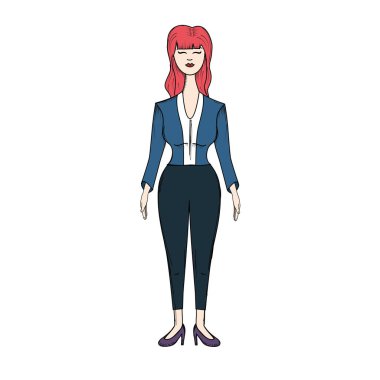 güzellik kadın saç modeli ve şık giyim, illüstrasyon vektör