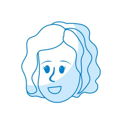 siluet mutlu sevimli kadın yüz saç modeli, vektör çizim ile