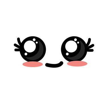 şirin kawaii güzel yüz gülümseme ve mutlu vektör çizim