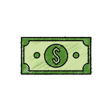 yeşil bill Doları para, vektör çizim tasarım