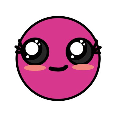 şirin kawaii güzel yüz gülümseme ve mutlu vektör çizim