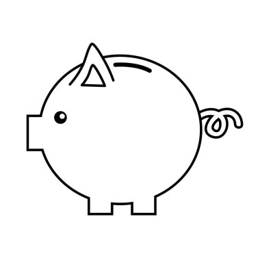 line nice pig to save coin currency, vector illustration