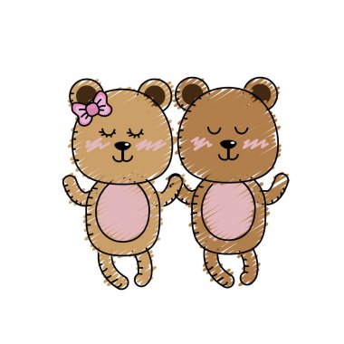 sevimli hayvan çift birlikte vektör çizim ayı