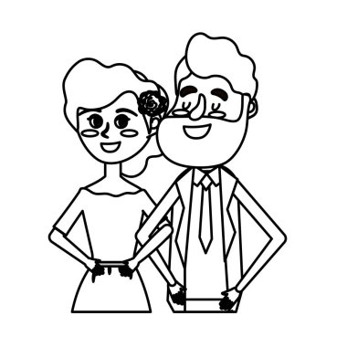 satır mutlu çift birlikte ve romantik kutlama vektör çizim