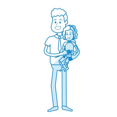 siluet güzel baba kızını elinde vektör çizim taşıma