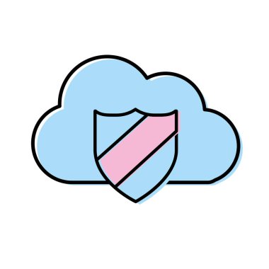 bulut veri merkezi güvenlik kalkan vektör çizim ile