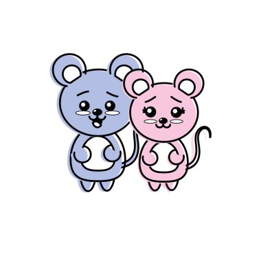 şirin çift vahşi hayvan güzel ifade vektör çizim ile