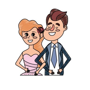 mutlu çift birlikte ve romantik kutlama vektör illüstrasyon