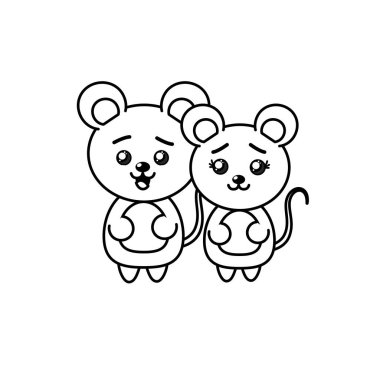 satır şirin çift vahşi hayvan güzel ifade vektör çizim ile