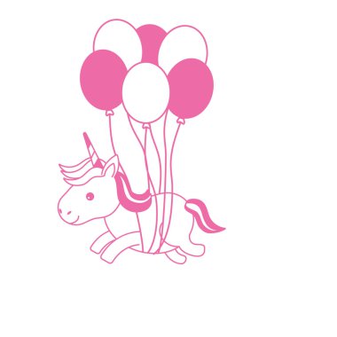 siluet güzellik unicorn ile balon süsleme tasarlamak vektör