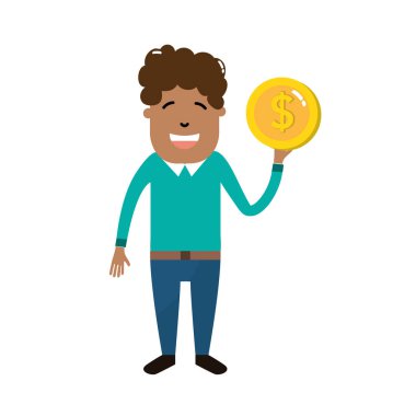 el vektör illüstrasyon sikke nakit para ile adam