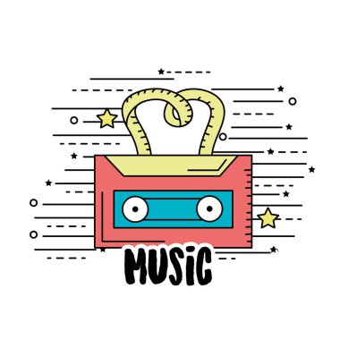 Kaset dinlemek ve müzik vektör çizim oynamak