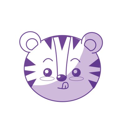 siluet sevimli vahşi hayvan yüz ifade vektör çizim ile