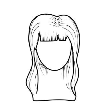satır sevimli kadın yüz saç modeli, vektör çizim ile