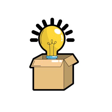 Elektrikli ampul ışık vektör çizim ile kutusunu açmak