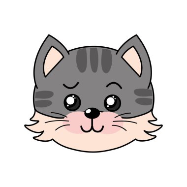 sevimli vahşi hayvan yüz ifade vektör çizim ile