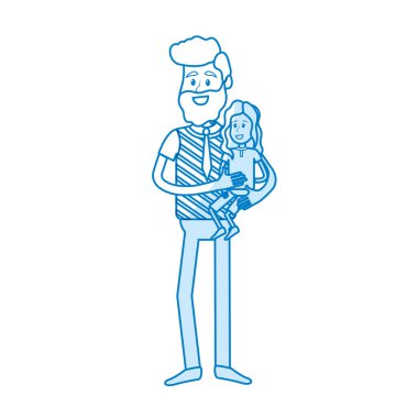 siluet güzel baba kızını elinde vektör çizim taşıma