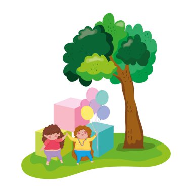 Küçük tombul kız peyzaj çizim tasarım vektör