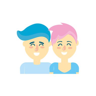 güzel bir saç modeli tasarımı ile çift illüstrasyon vektör