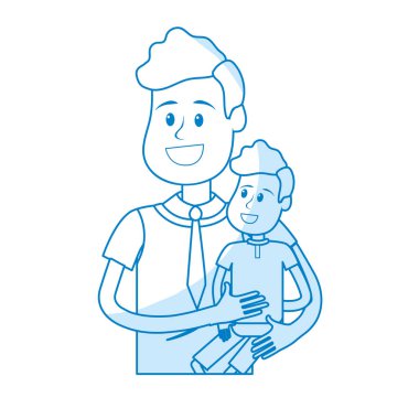 siluet güzel baba oğlunun elinde vektör çizim taşıma