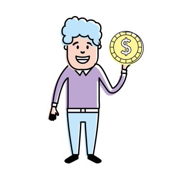 el vektör illüstrasyon sikke nakit para ile adam