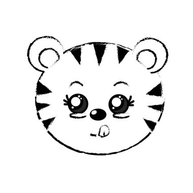 Şekil sevimli vahşi hayvan yüz ifade vektör çizim ile