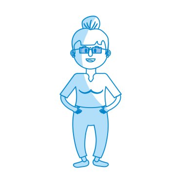 gözlük ve saç modeli vektör illüstrasyon ile siluet yaşlı kadın