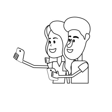 saç modeli ve el vektör çizim içinde smartphone ile güzellik çift hat