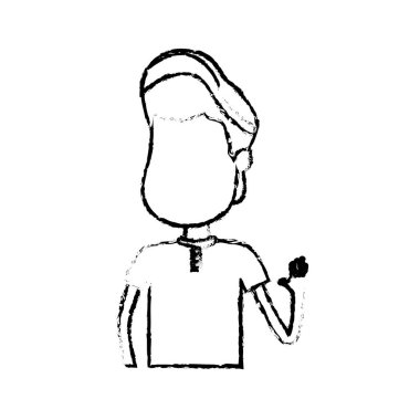 elinizi kaldırın ve rahat kıyafet, vektör çizim şekil güzel çocuk