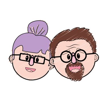 yaşlı çift yüz saç modeli vektör çizim ile