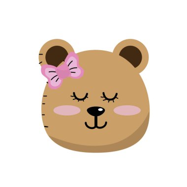 teddy bear girl head animal wild vector illustration