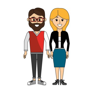 gözlük ve onun karısı vektör çizim tasarım ile erkek çiftler