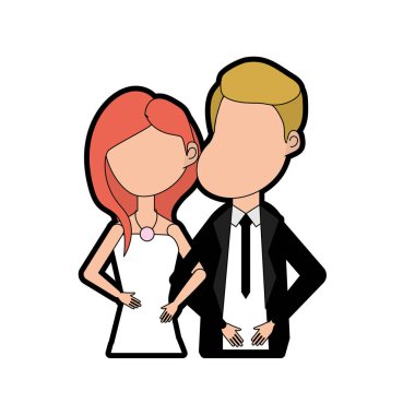 mutlu çift birlikte ve romantik kutlama vektör illüstrasyon